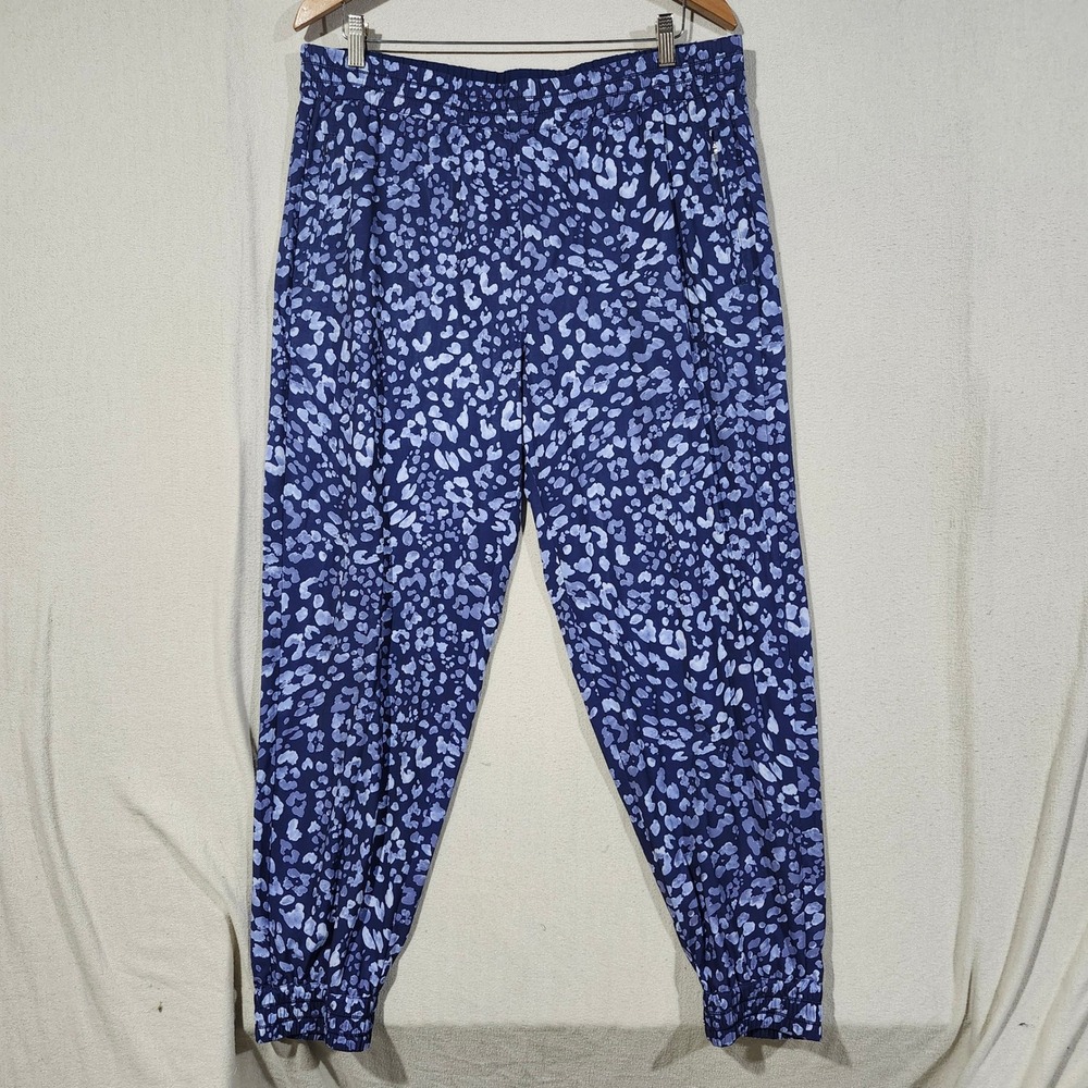 Tommy Bahama IslandZone Blue Leopard Print Jogger Pants Women Large Pockets Soft